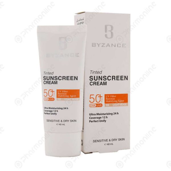 کرم ضد آفتاب رنگی بیزانس SPF50 پوست خشک