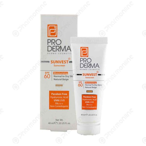 کرم ضد آفتاب و مرطوب کننده سان وست پرودرما SPF60 بژ طبیعی