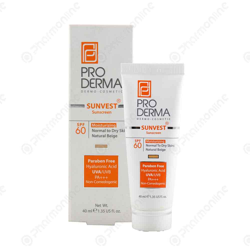 کرم ضد آفتاب و مرطوب کننده سان وست پرودرما SPF60 بژ طبیعی