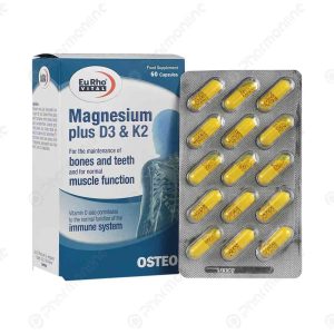 کپسول منیزیم پلاس د3 و کا2 یوروویتال